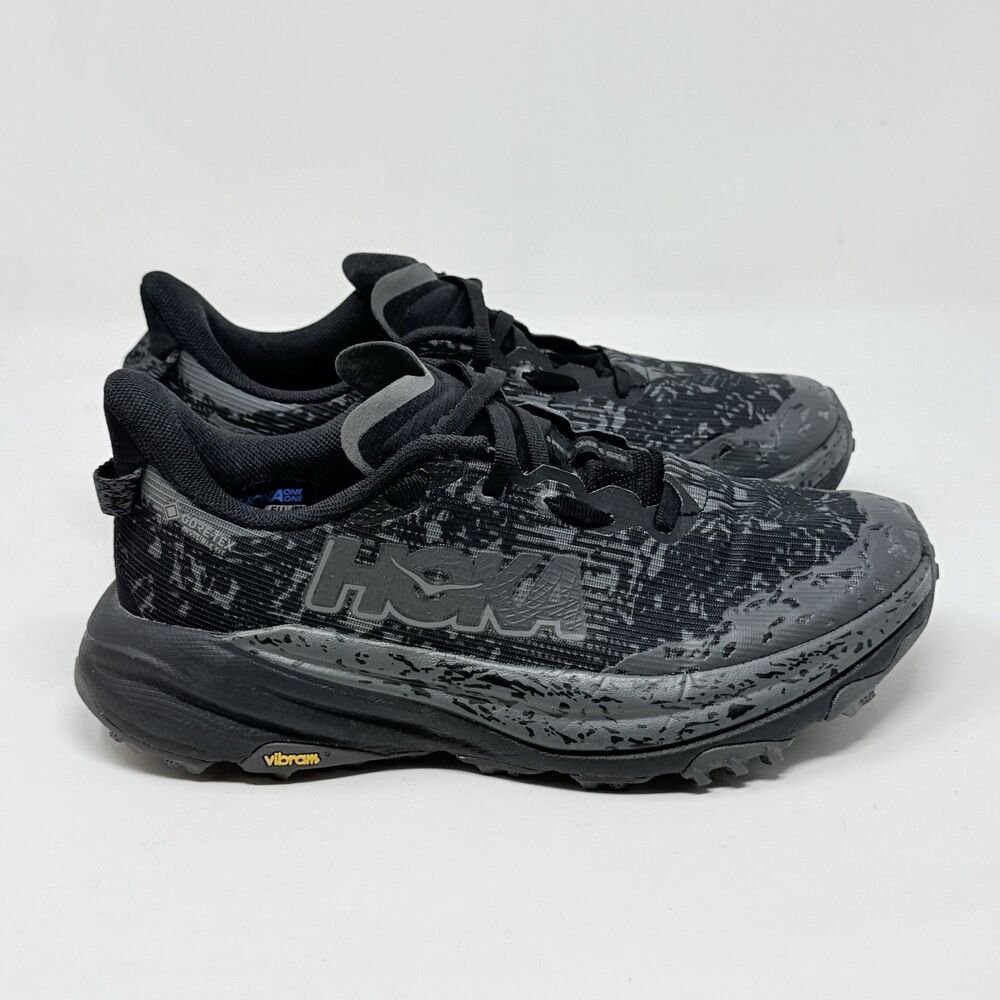 Hoka One One Speedgoat 6 GoreTex Trail Running Shoes Womens 7.5 D Wide Black
